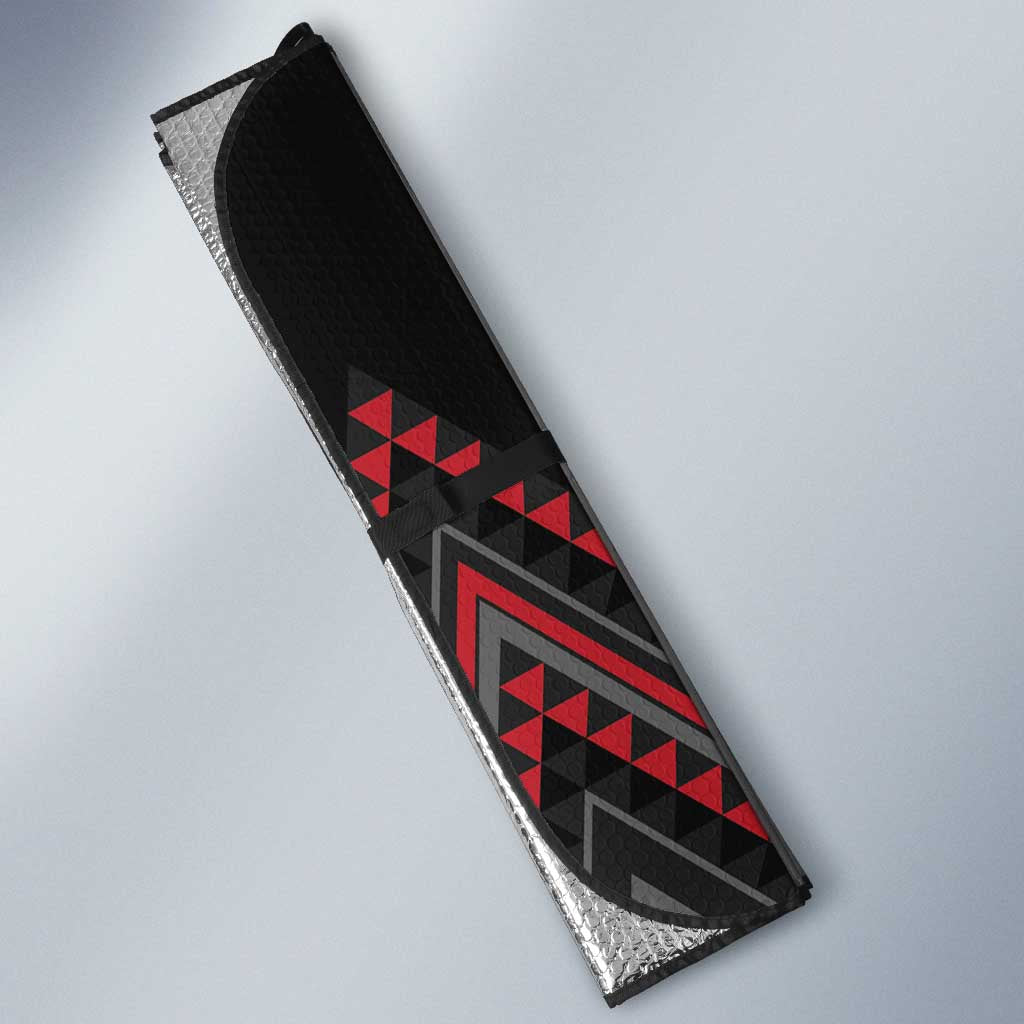 Red Aotearoa Mangopare Kowhaiwhai Niho Taniwha Auto Sun Shade Maori New Zealand LT14 - Polynesian Pride
