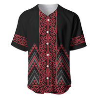 Red Aotearoa Mangopare Kowhaiwhai and Niho Taniwha Baseball Jersey Maori New Zealand LT14 Red - Polynesian Pride