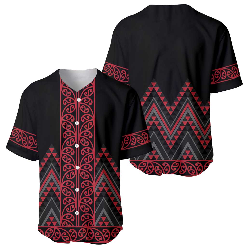 Red Aotearoa Mangopare Kowhaiwhai and Niho Taniwha Baseball Jersey Maori New Zealand LT14 - Polynesian Pride