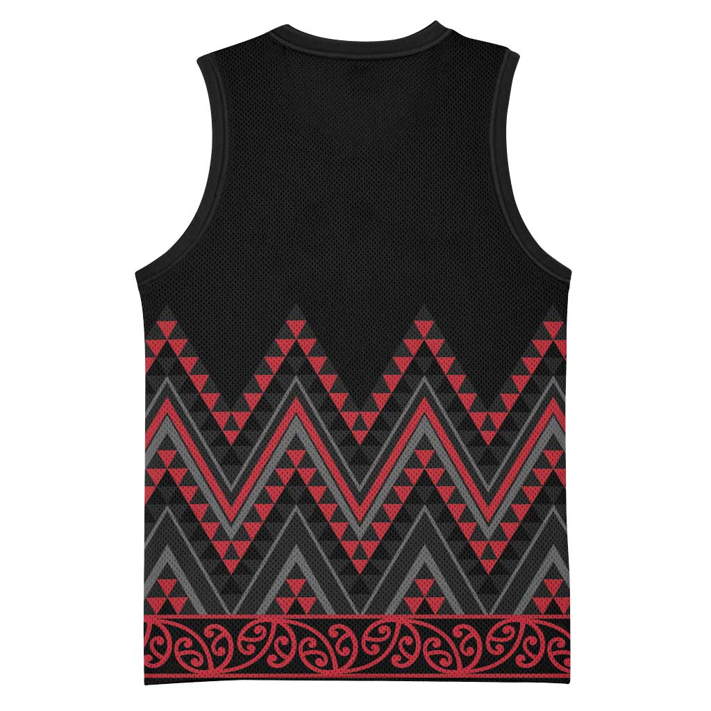 Red Aotearoa Mangopare Kowhaiwhai Niho Taniwha Basketball Jersey Maori New Zealand LT14 - Polynesian Pride