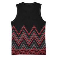 Red Aotearoa Mangopare Kowhaiwhai Niho Taniwha Basketball Jersey Maori New Zealand LT14 - Polynesian Pride