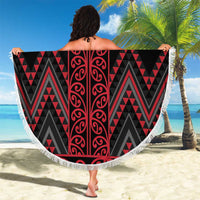 Red Aotearoa Mangopare Kowhaiwhai and Niho Taniwha Beach Blanket Maori New Zealand LT14 - Polynesian Pride