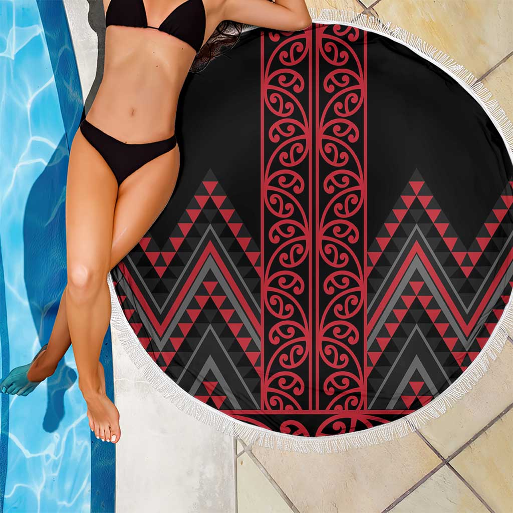 Red Aotearoa Mangopare Kowhaiwhai and Niho Taniwha Beach Blanket Maori New Zealand LT14 - Polynesian Pride