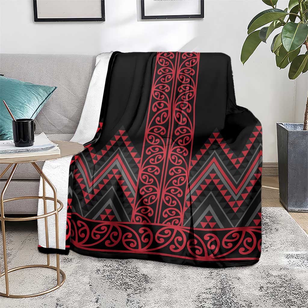 Red Aotearoa Mangopare Kowhaiwhai and Niho Taniwha Blanket Maori New Zealand LT14 - Polynesian Pride