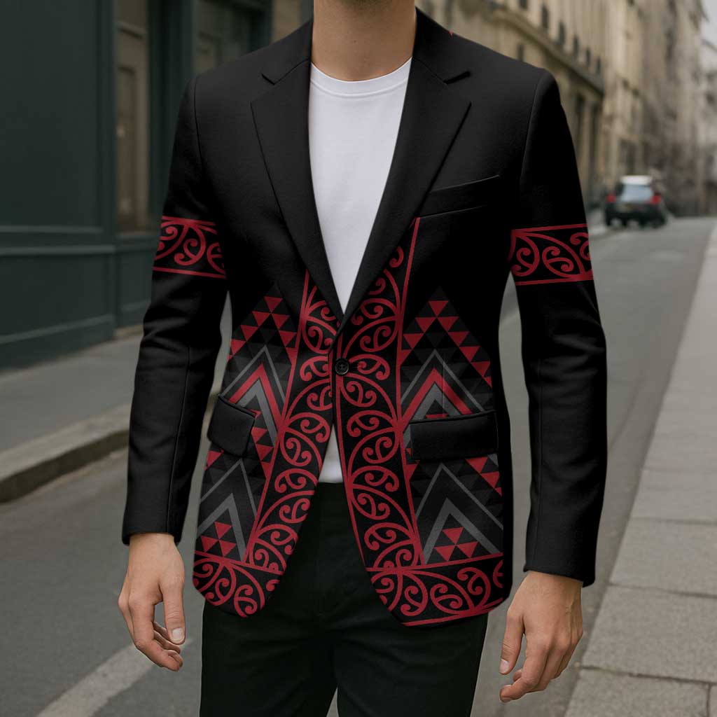 Red Aotearoa Mangopare Kowhaiwhai Niho Taniwha Blazer Maori New Zealand LT14 - Polynesian Pride