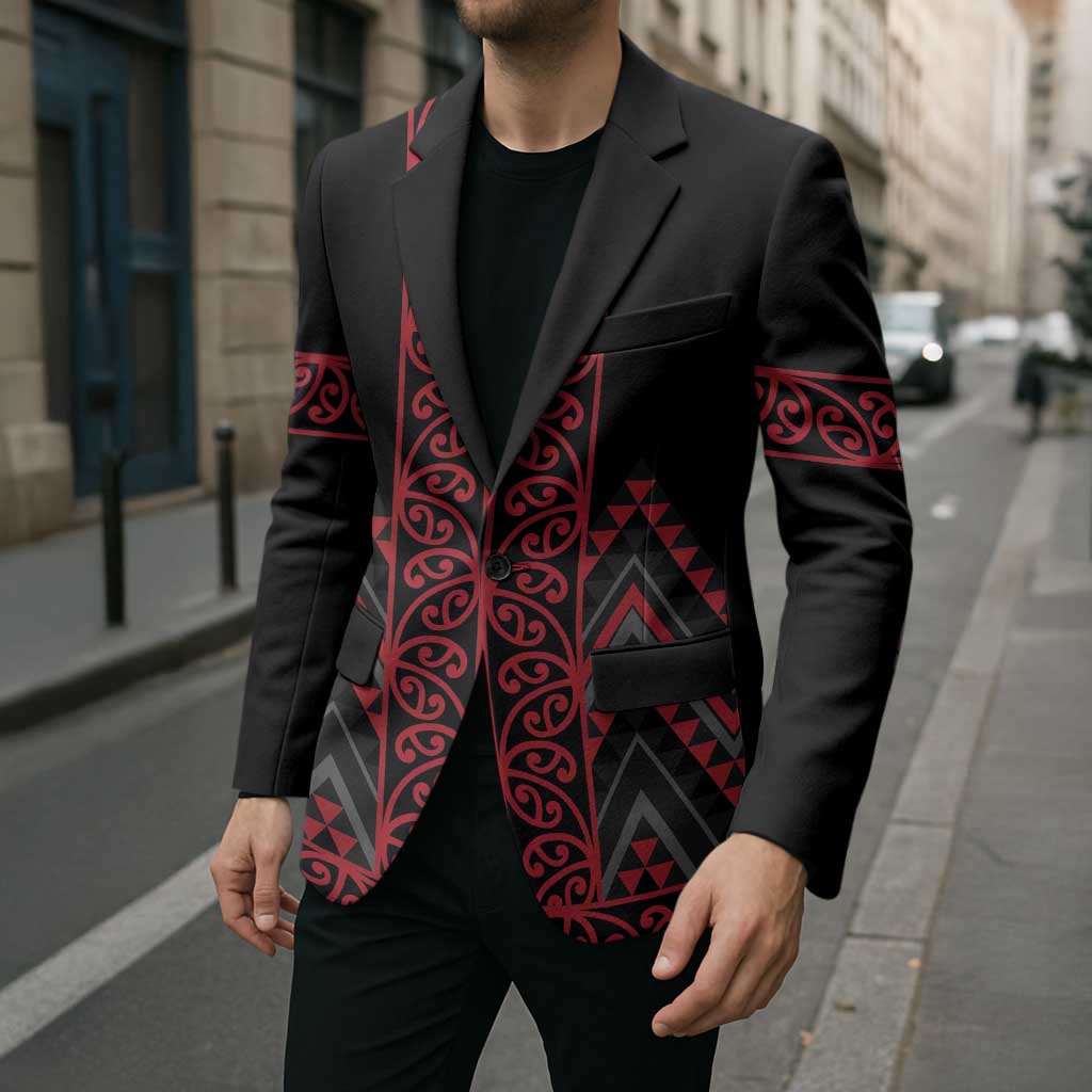 Red Aotearoa Mangopare Kowhaiwhai Niho Taniwha Blazer Maori New Zealand LT14 - Polynesian Pride