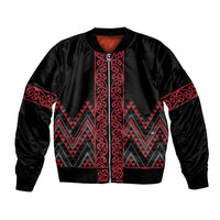 Red Aotearoa Mangopare Kowhaiwhai and Niho Taniwha Bomber Jacket Maori New Zealand LT14 Unisex Red - Polynesian Pride