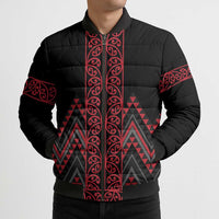 Red Aotearoa Mangopare Kowhaiwhai Niho Taniwha Bomber Puffer Jacket Maori New Zealand LT14 - Polynesian Pride