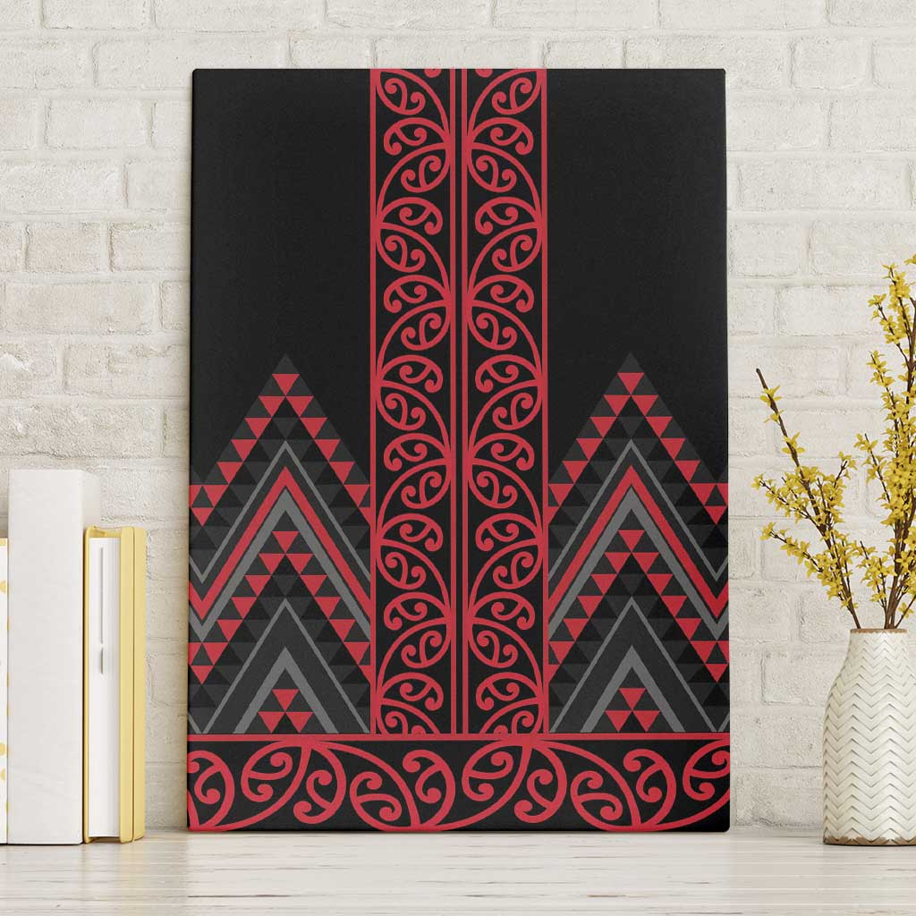 Red Aotearoa Mangopare Kowhaiwhai and Niho Taniwha Canvas Wall Art Maori New Zealand LT14 Without Frame Red - Polynesian Pride