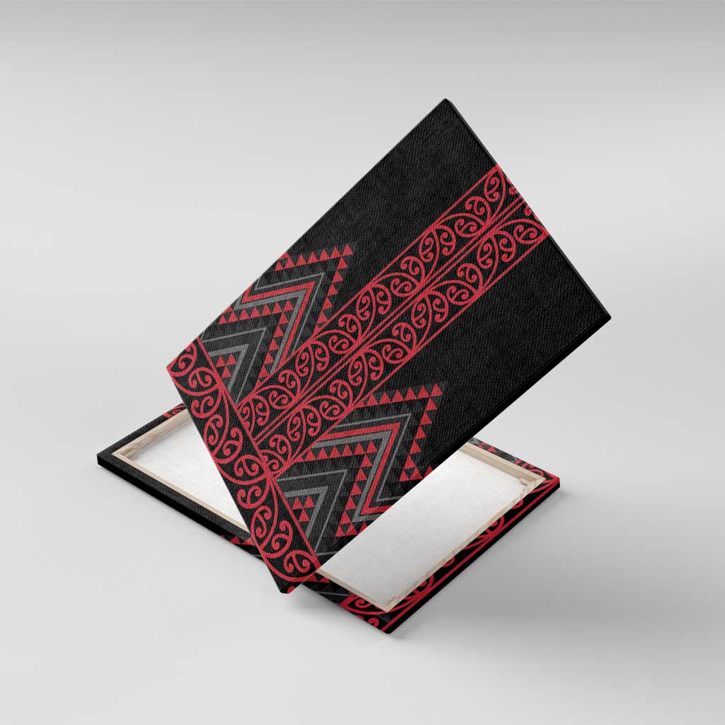 Red Aotearoa Mangopare Kowhaiwhai and Niho Taniwha Canvas Wall Art Maori New Zealand LT14 With Frame Red - Polynesian Pride