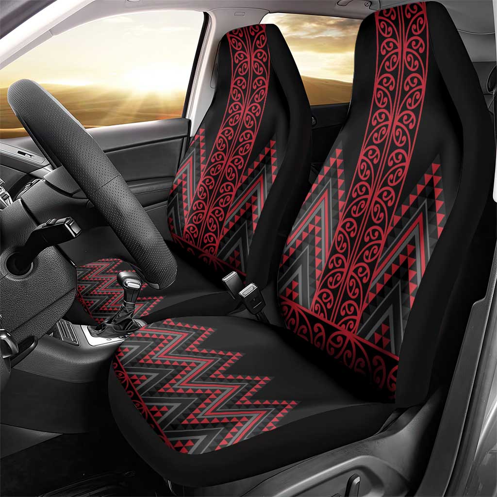 Red Aotearoa Mangopare Kowhaiwhai and Niho Taniwha Car Seat Cover Maori New Zealand LT14 - Polynesian Pride