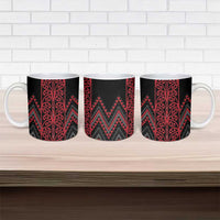 Red Aotearoa Mangopare Kowhaiwhai Niho Taniwha Ceramic Mug Maori New Zealand - Polynesian Pride