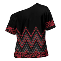 Red Aotearoa Mangopare Kowhaiwhai Niho Taniwha Cross Shoulder Shirt Maori New Zealand LT14 - Polynesian Pride