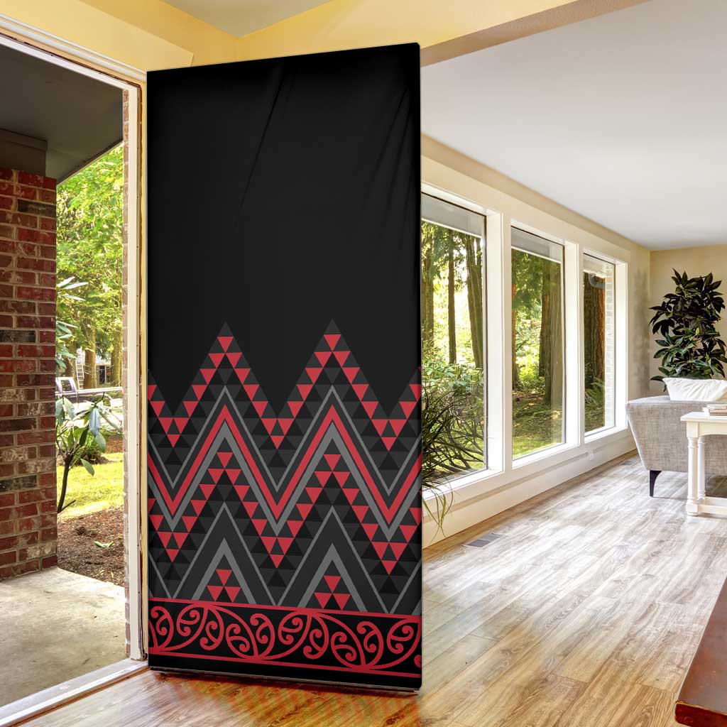 Red Aotearoa Mangopare Kowhaiwhai Niho Taniwha Door Cover Maori New Zealand LT14 - Polynesian Pride