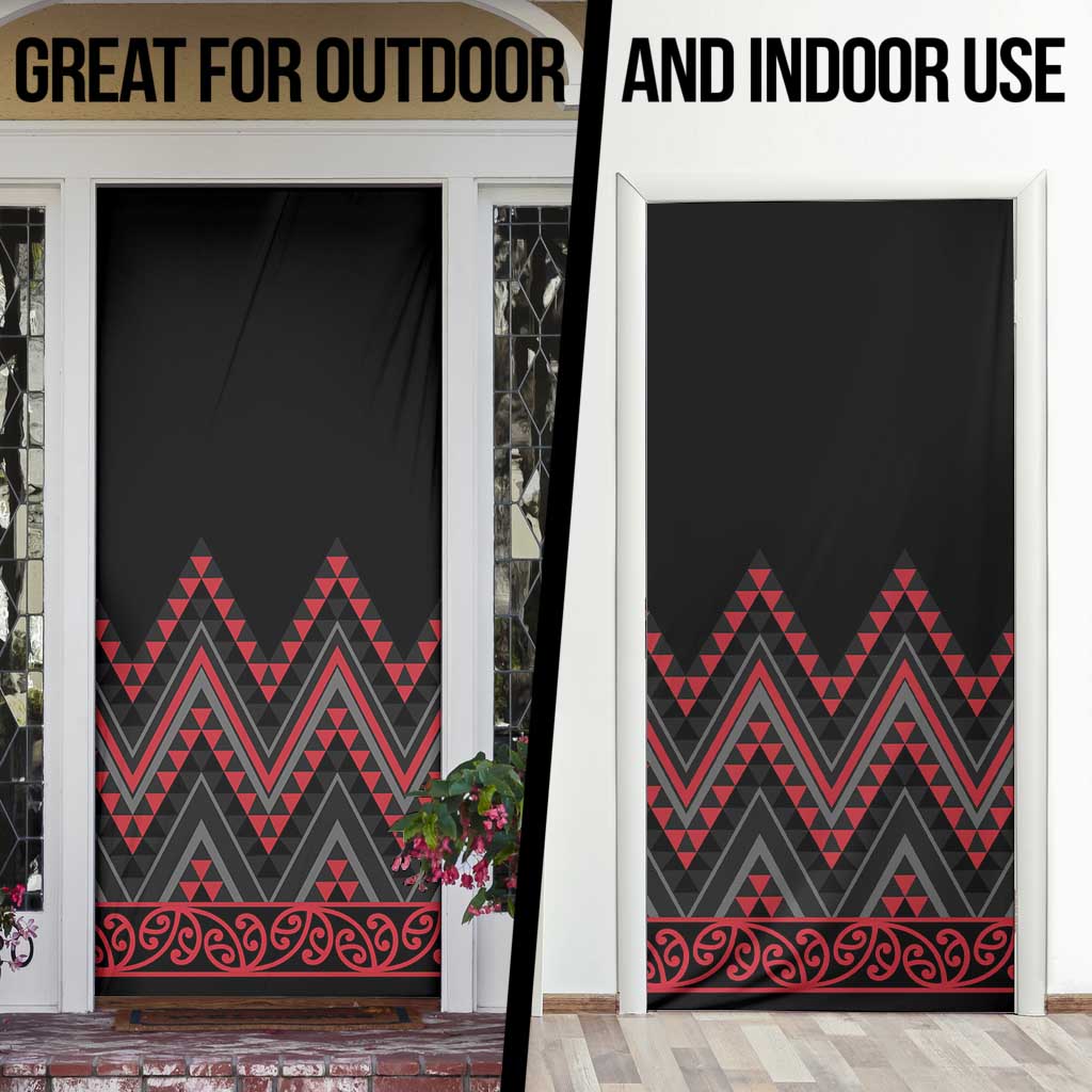 Red Aotearoa Mangopare Kowhaiwhai Niho Taniwha Door Cover Maori New Zealand LT14 - Polynesian Pride