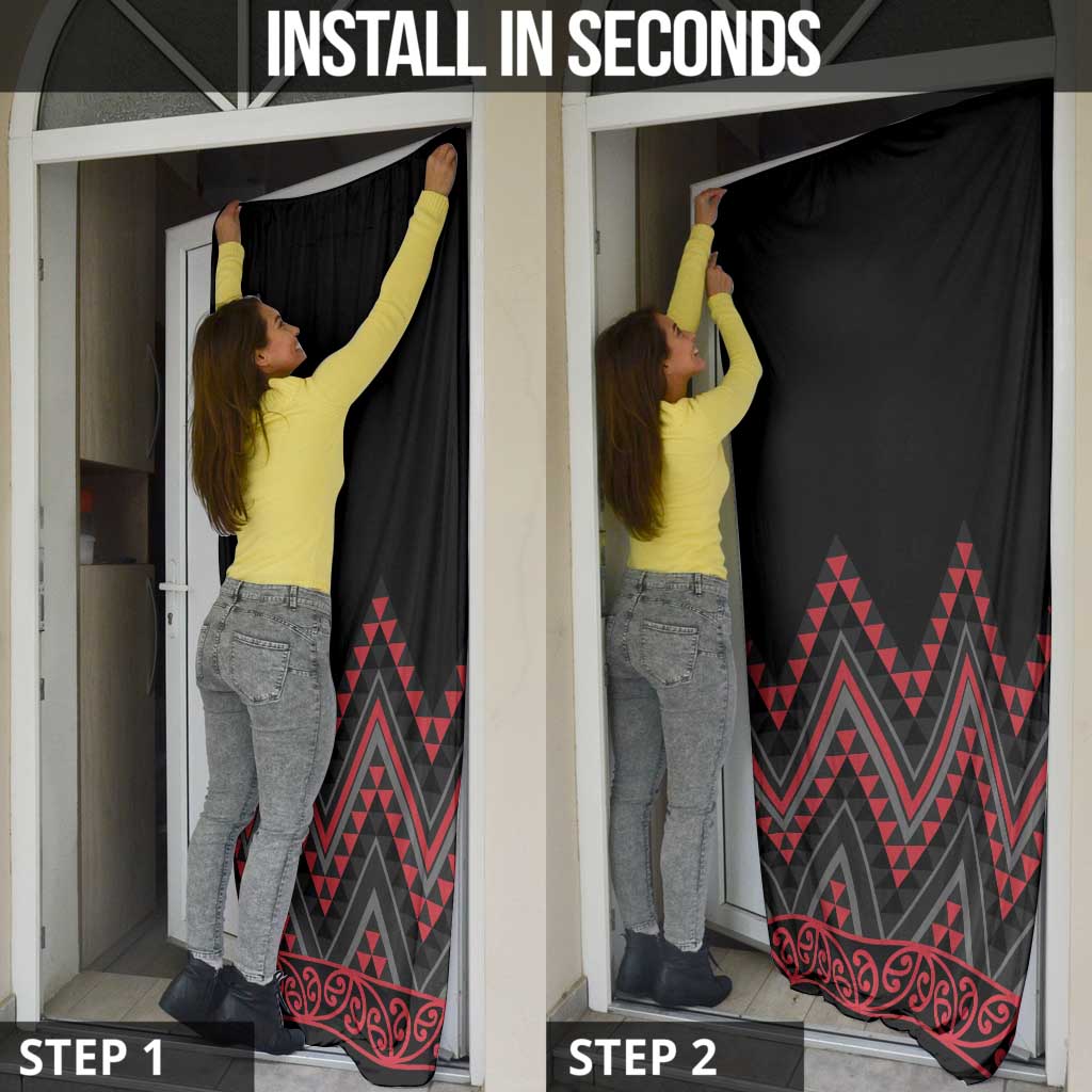 Red Aotearoa Mangopare Kowhaiwhai Niho Taniwha Door Cover Maori New Zealand LT14 - Polynesian Pride