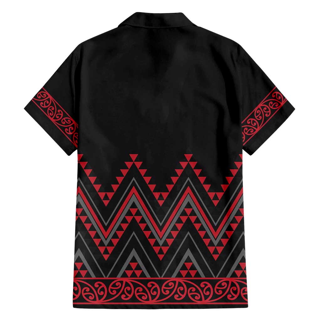 Red Aotearoa Mangopare Kowhaiwhai and Niho Taniwha Family Matching Off Shoulder Maxi Dress and Hawaiian Shirt Maori New Zealand LT14 - Polynesian Pride
