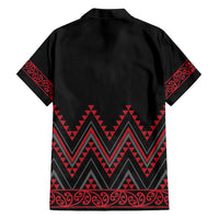 Red Aotearoa Mangopare Kowhaiwhai and Niho Taniwha Family Matching Short Sleeve Bodycon Dress and Hawaiian Shirt Maori New Zealand LT14 - Polynesian Pride
