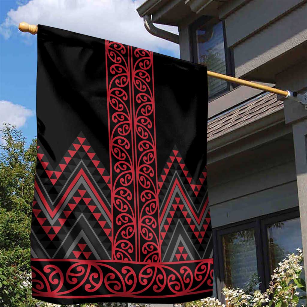 Red Aotearoa Mangopare Kowhaiwhai and Niho Taniwha Garden Flag Maori New Zealand LT14 - Polynesian Pride