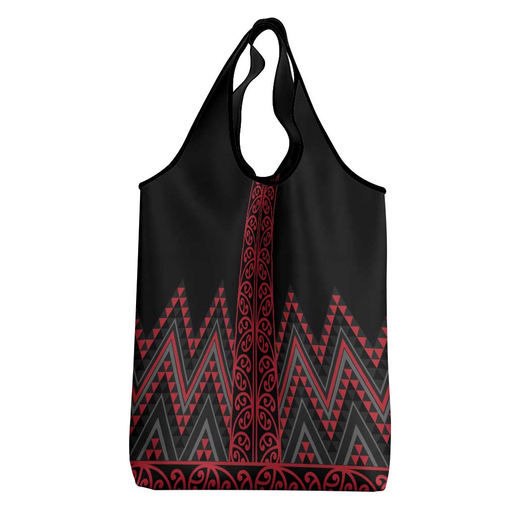 Red Aotearoa Mangopare Kowhaiwhai and Niho Taniwha Grocery Bag Maori New Zealand LT14 - Polynesian Pride