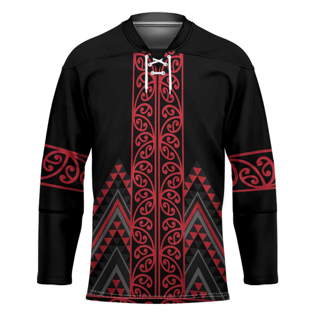 Red Aotearoa Mangopare Kowhaiwhai Niho Taniwha Hockey Jersey Maori New Zealand LT14 Unisex Red - Polynesian Pride