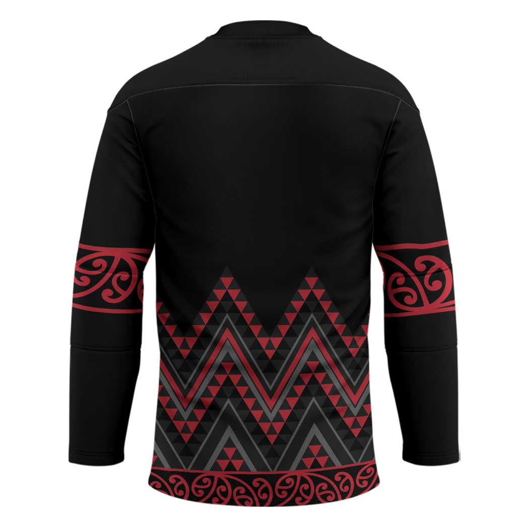 Red Aotearoa Mangopare Kowhaiwhai Niho Taniwha Hockey Jersey Maori New Zealand LT14 - Polynesian Pride