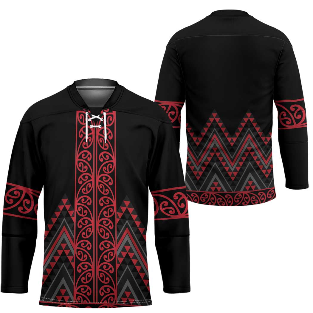 Red Aotearoa Mangopare Kowhaiwhai Niho Taniwha Hockey Jersey Maori New Zealand LT14 - Polynesian Pride