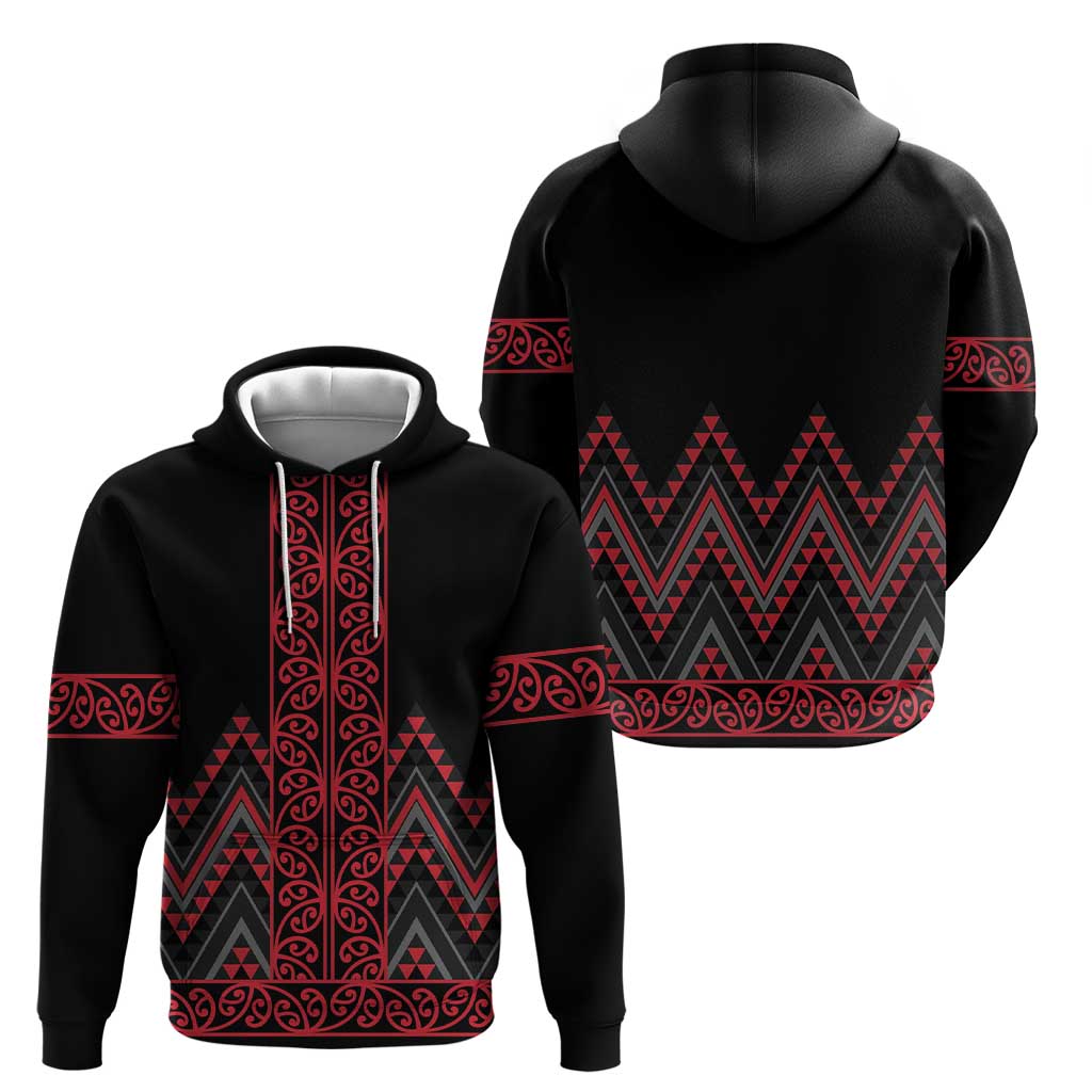 Red Aotearoa Mangopare Kowhaiwhai and Niho Taniwha Hoodie Maori New Zealand