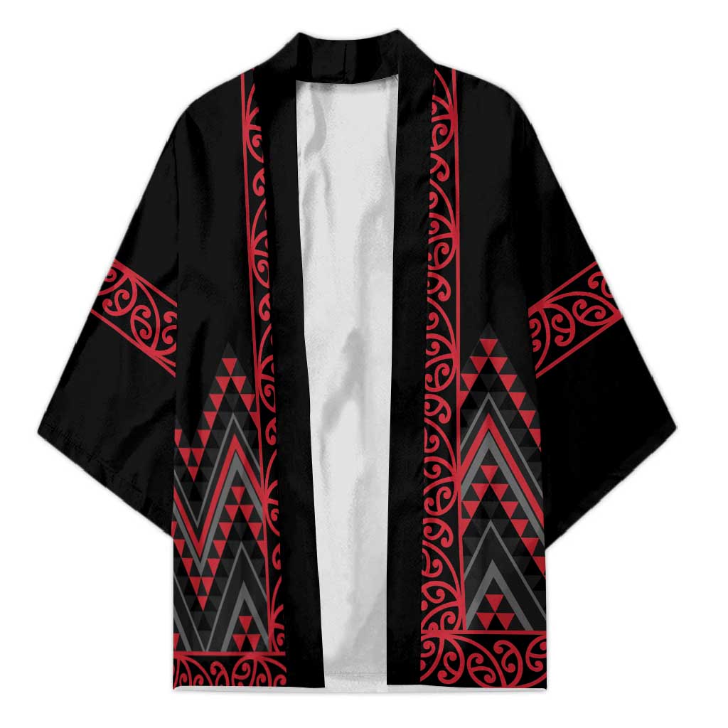 Red Aotearoa Mangopare Kowhaiwhai Niho Taniwha Kimono Maori New Zealand - Polynesian Pride