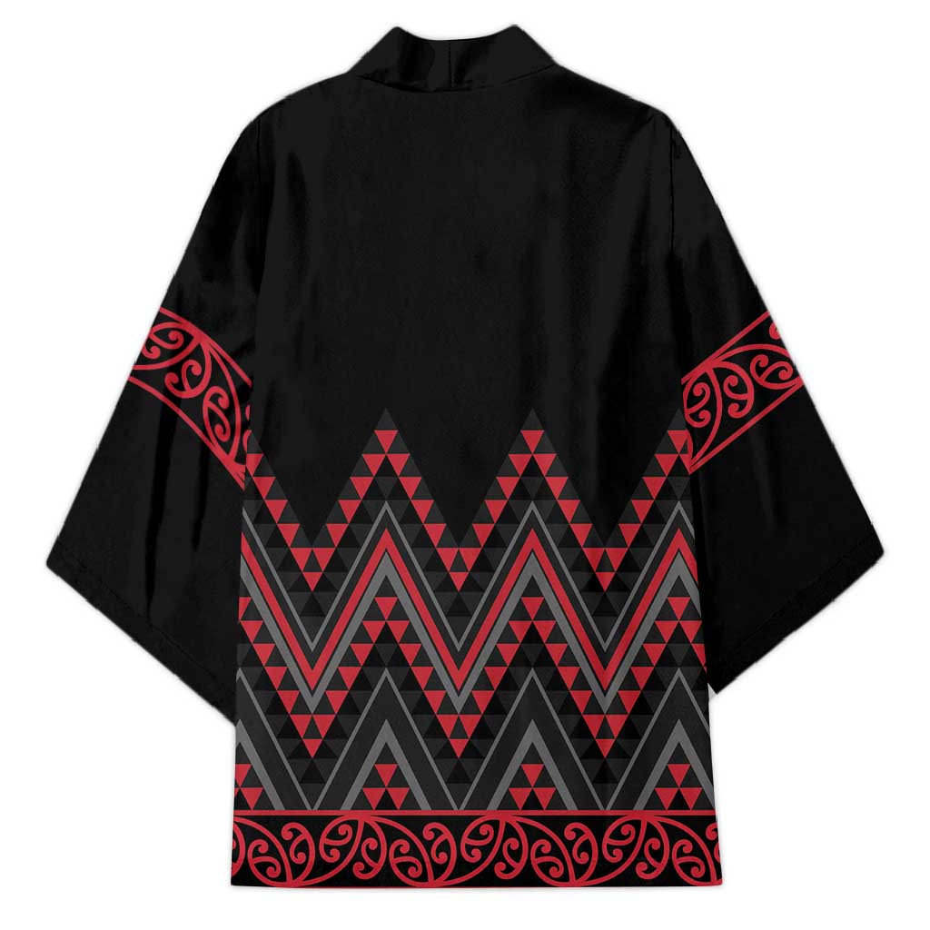 Red Aotearoa Mangopare Kowhaiwhai Niho Taniwha Kimono Maori New Zealand LT14 - Polynesian Pride