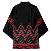 Red Aotearoa Mangopare Kowhaiwhai Niho Taniwha Kimono Maori New Zealand LT14 - Polynesian Pride