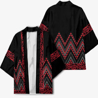 Red Aotearoa Mangopare Kowhaiwhai Niho Taniwha Kimono Maori New Zealand LT14 - Polynesian Pride