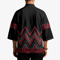 Red Aotearoa Mangopare Kowhaiwhai Niho Taniwha Kimono Maori New Zealand LT14 - Polynesian Pride