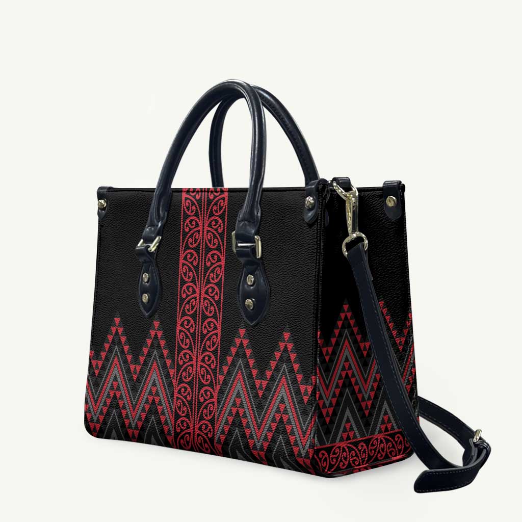 Red Aotearoa Mangopare Kowhaiwhai Niho Taniwha Leather Bag Maori New Zealand LT14 Red - Polynesian Pride
