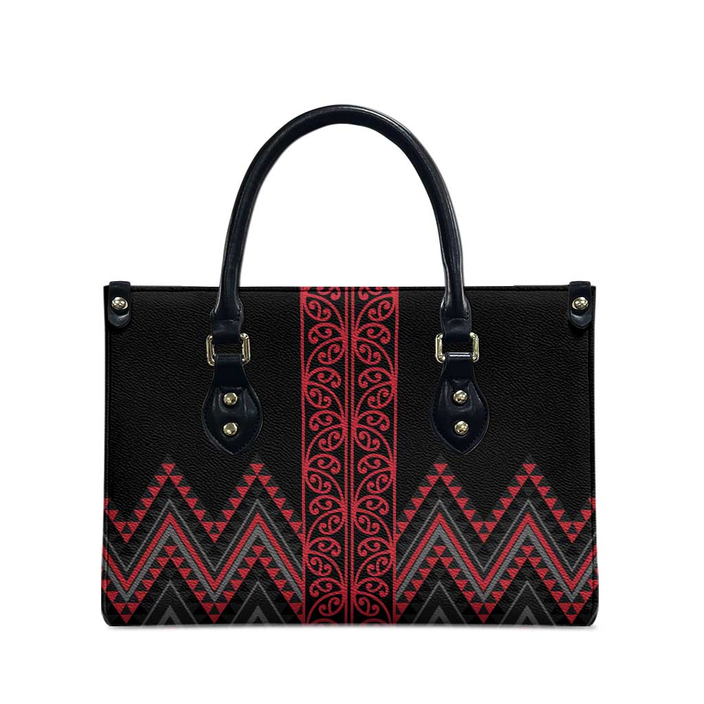 Red Aotearoa Mangopare Kowhaiwhai Niho Taniwha Leather Bag Maori New Zealand LT14 - Polynesian Pride
