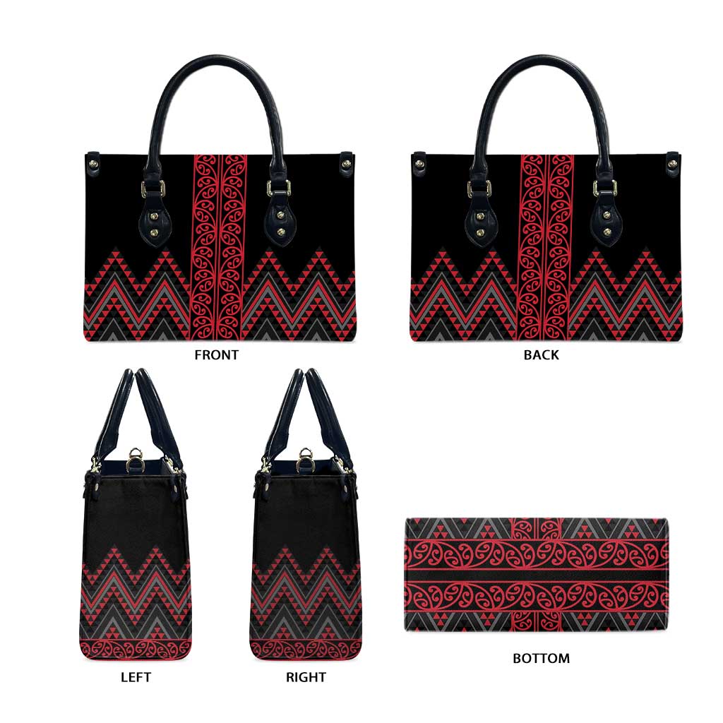 Red Aotearoa Mangopare Kowhaiwhai Niho Taniwha Leather Bag Maori New Zealand LT14 - Polynesian Pride