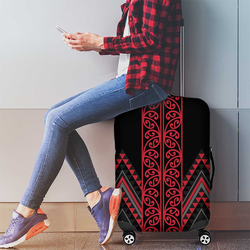 Red Aotearoa Mangopare Kowhaiwhai and Niho Taniwha Luggage Cover Maori New Zealand LT14 - Polynesian Pride