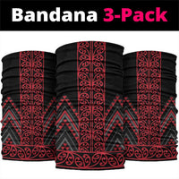 Red Aotearoa Mangopare Kowhaiwhai Niho Taniwha Neck Gaiter Maori New Zealand LT14 package One Size: 25*50cm Red - Polynesian Pride