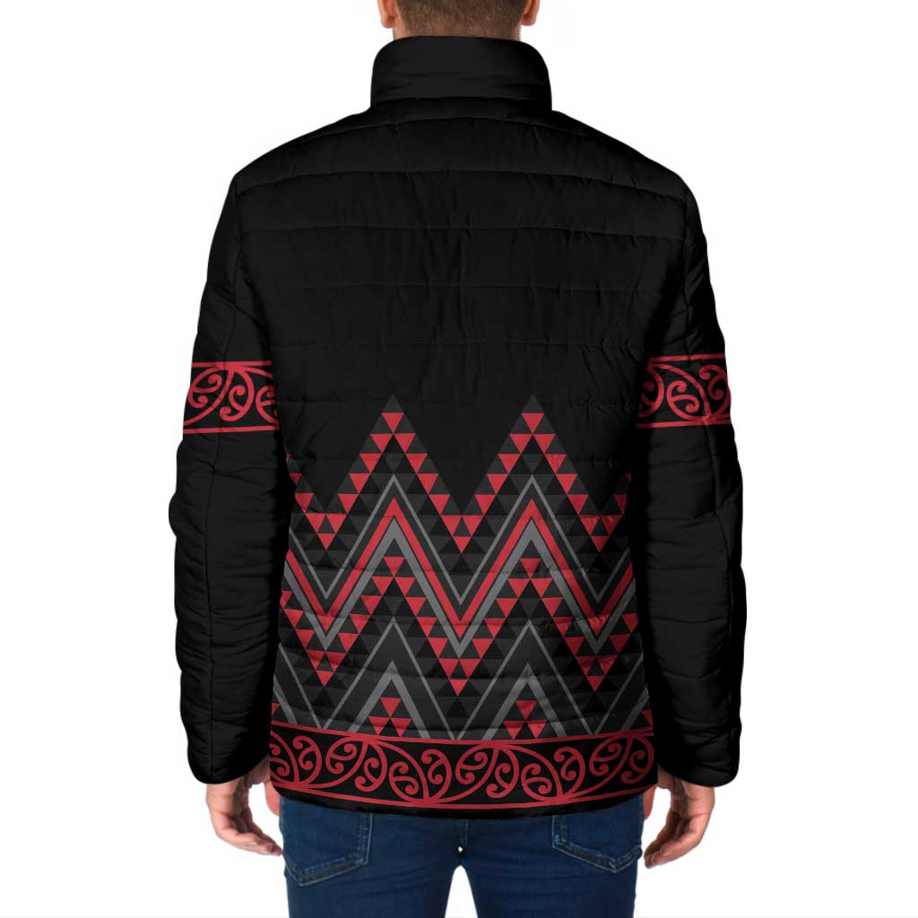 Red Aotearoa Mangopare Kowhaiwhai Niho Taniwha Padded Jacket Maori New Zealand LT14 - Polynesian Pride