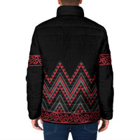 Red Aotearoa Mangopare Kowhaiwhai Niho Taniwha Padded Jacket Maori New Zealand LT14 - Polynesian Pride