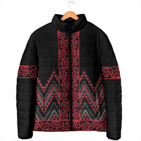 Red Aotearoa Mangopare Kowhaiwhai Niho Taniwha Padded Jacket Maori New Zealand LT14 - Polynesian Pride