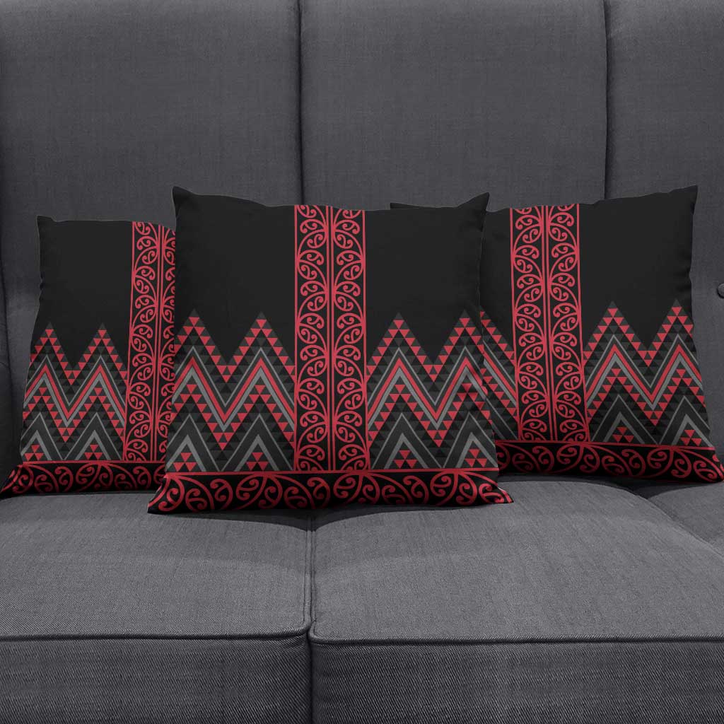 Red Aotearoa Mangopare Kowhaiwhai Niho Taniwha Pillow Cover Maori New Zealand LT14 - Polynesian Pride