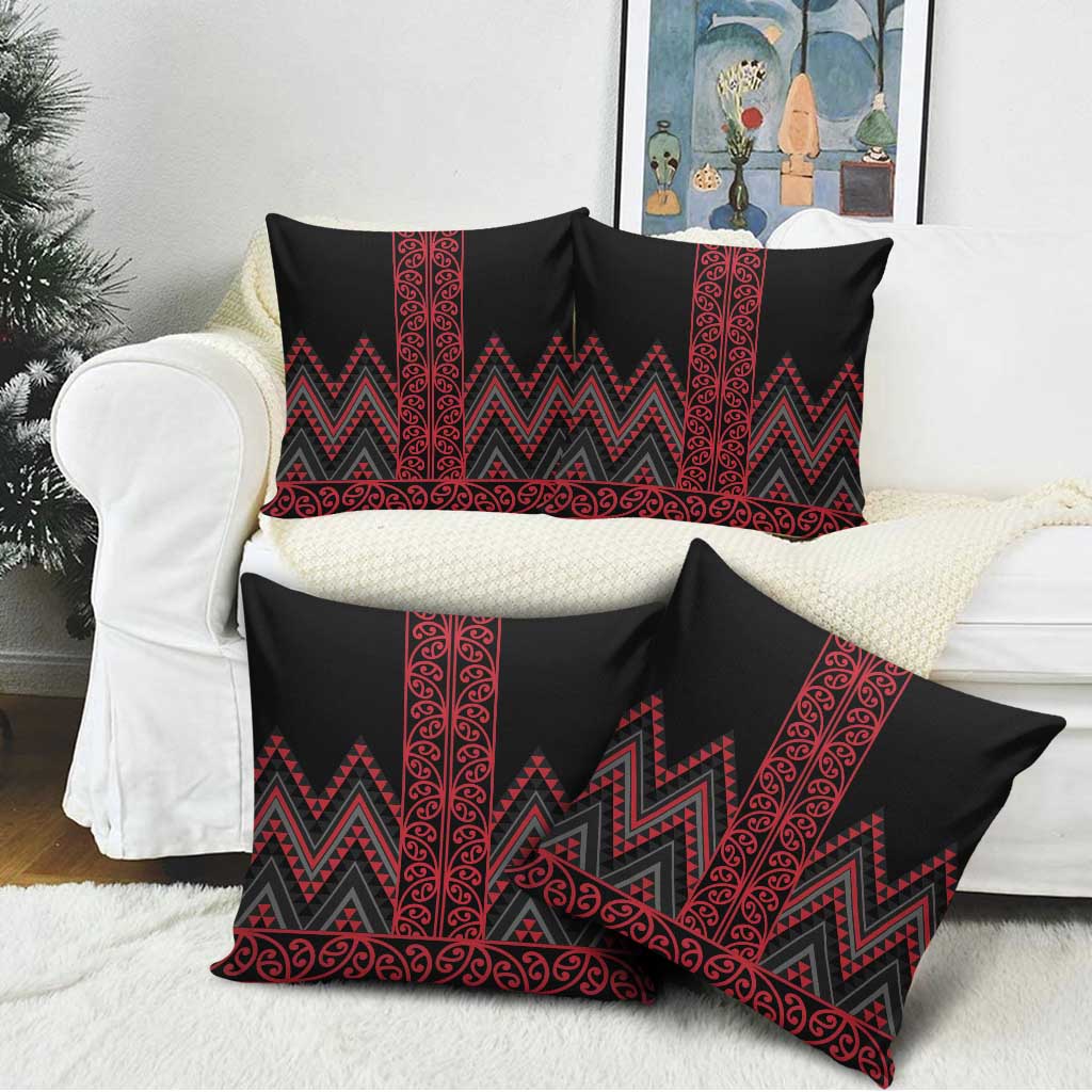 Red Aotearoa Mangopare Kowhaiwhai Niho Taniwha Pillow Cover Maori New Zealand LT14 - Polynesian Pride