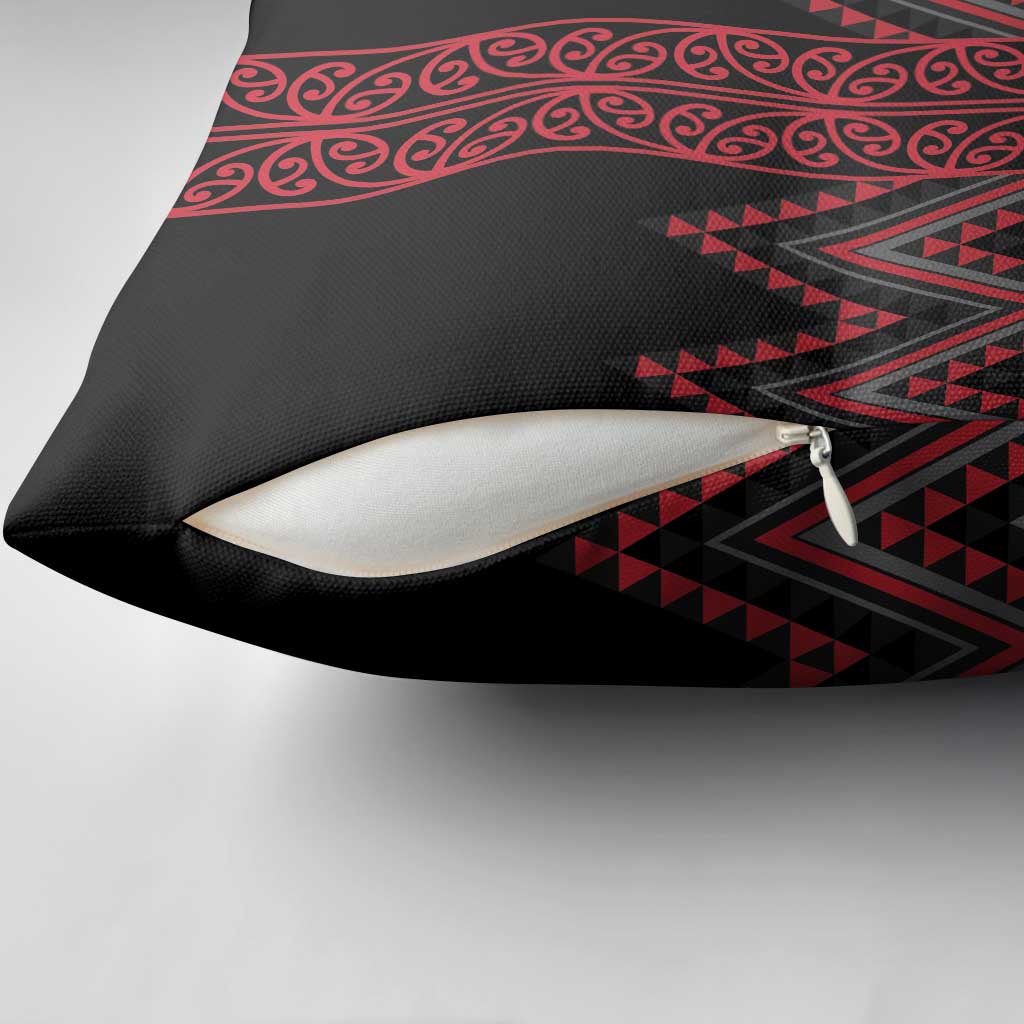 Red Aotearoa Mangopare Kowhaiwhai Niho Taniwha Pillow Cover Maori New Zealand LT14 - Polynesian Pride