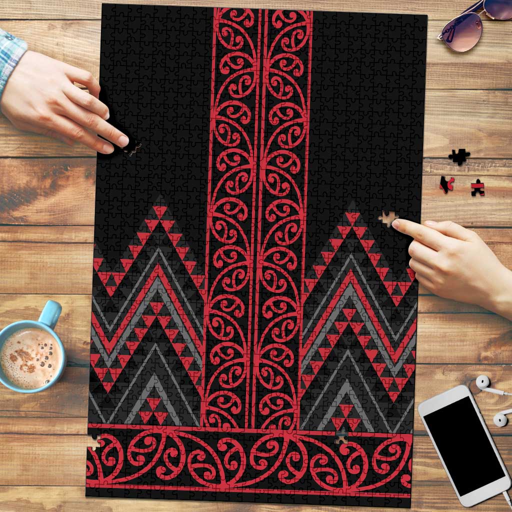 Red Aotearoa Mangopare Kowhaiwhai Niho Taniwha Puzzle Maori New Zealand LT14 Red - Polynesian Pride