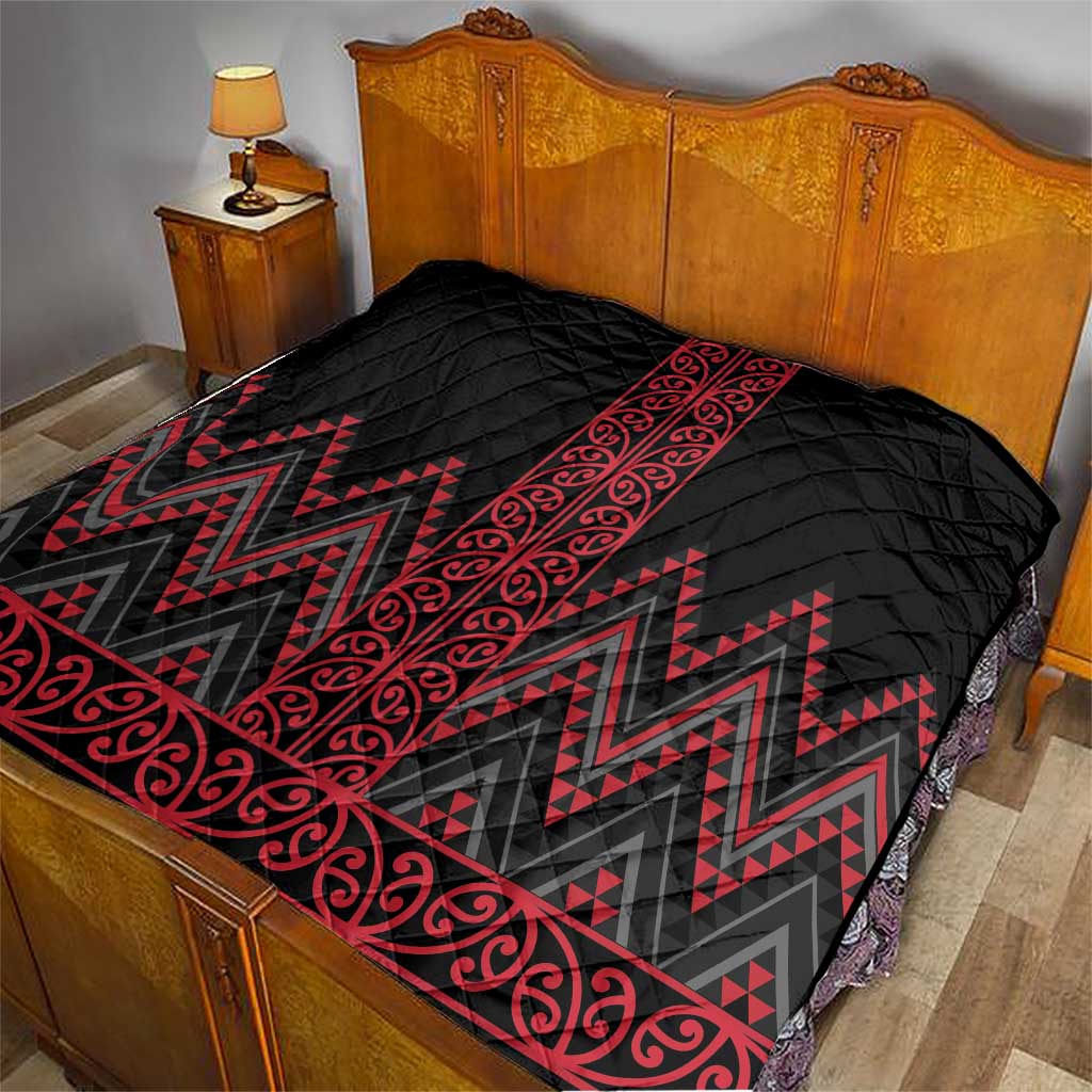 Red Aotearoa Mangopare Kowhaiwhai and Niho Taniwha Quilt Maori New Zealand LT14 - Polynesian Pride