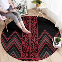 Red Aotearoa Mangopare Kowhaiwhai and Niho Taniwha Round Carpet Maori New Zealand LT14 - Polynesian Pride