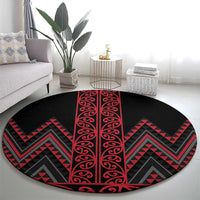 Red Aotearoa Mangopare Kowhaiwhai and Niho Taniwha Round Carpet Maori New Zealand LT14 - Polynesian Pride