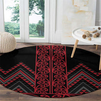 Red Aotearoa Mangopare Kowhaiwhai and Niho Taniwha Round Carpet Maori New Zealand LT14 - Polynesian Pride