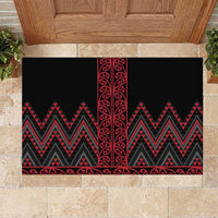 Red Aotearoa Mangopare Kowhaiwhai and Niho Taniwha Rubber Doormat Maori New Zealand LT14 Red - Polynesian Pride